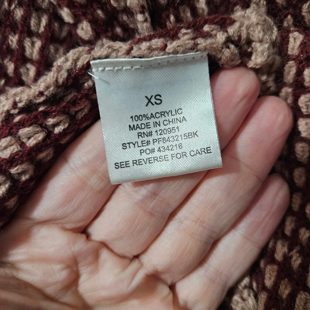 Pink Rose Womens XS Burgundy Mauve Waffle Knit Open Front Cardigan‎
